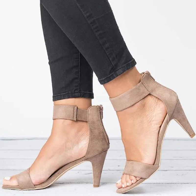 النساء الصنادل المفتوحة تو أحذية الصيف مع 5 CM صندل كعب عالٍ الإناث زائد حجم 43 رقيقة كعب أحذية امرأة 2019 Sandalias موهير