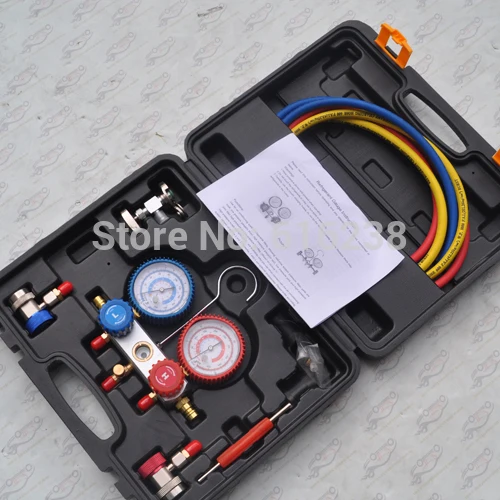 airco reparatie tool r134a koelmiddel manometer set met rechte