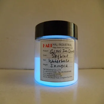 

luminescent pigment, photoluminescent pigment, glow in dark pigment,water proof glow powder,water base, color:skyblue.