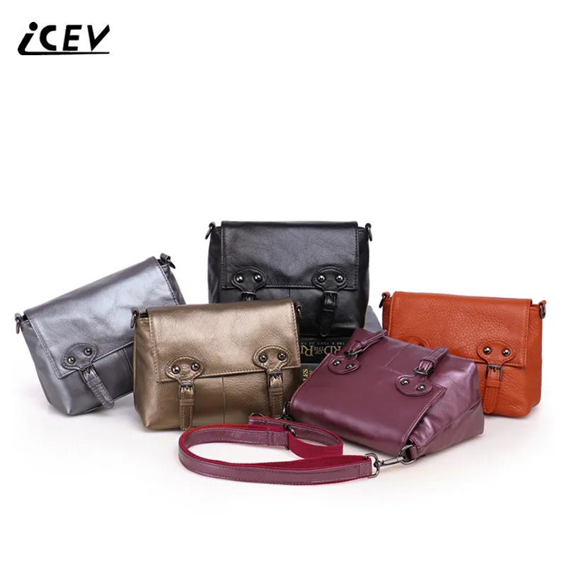 

ICEV new vintage genuine leather bags handbags women famous brands cow leather women messenger bag high quality top handle bags