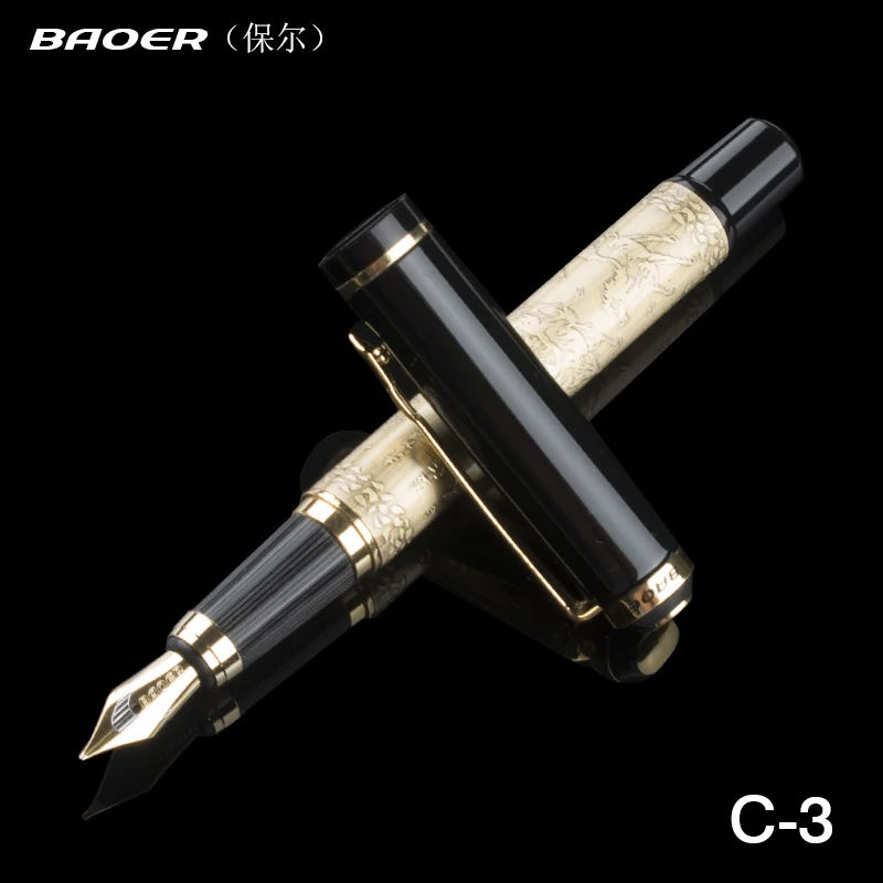 Baoer 507 перьевая ручка с гравировкой лошади бронзовая цветная чернильная среднего