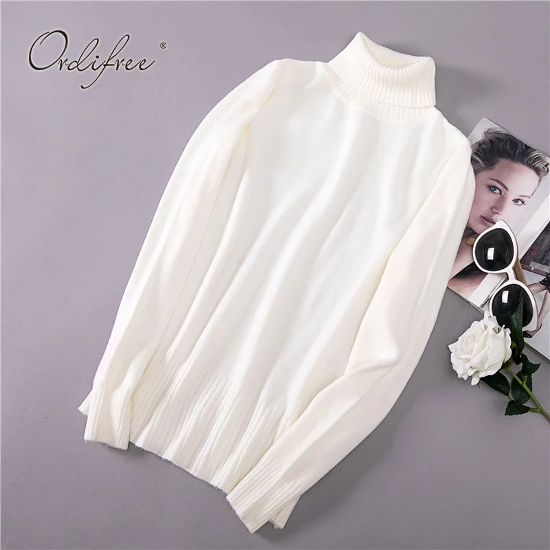 Ordifre 2018 Autumn Winter Jumper Women Sweaters and Pullovers Long Sleeve White Slim Turtleneck Knitted Sweater Pull Femme Ordifre 2018 Autumn Winter Jumper Women Sweaters and Pullovers Long Sleeve White Slim Turtleneck Knitted Sweater Pull Femme