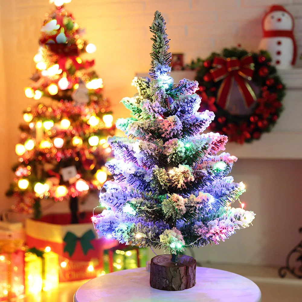 Aliexpress Buy Mini Christmas Tree Artificial Flocking Snow Christmas Tree LED Multicolor Lights Holiday Decoration arbol de navidad from Reliable