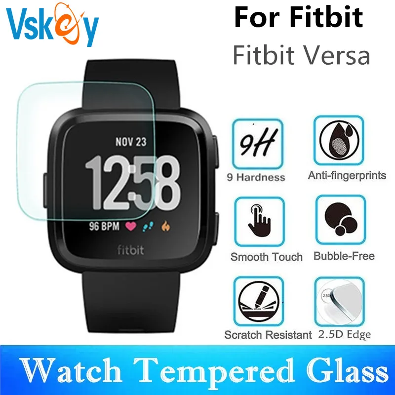 Шт. VSKEY 100 шт. закаленное стекло для Fitbit Versa круглый Смарт часы экран протектор царапинам защитный плёнки