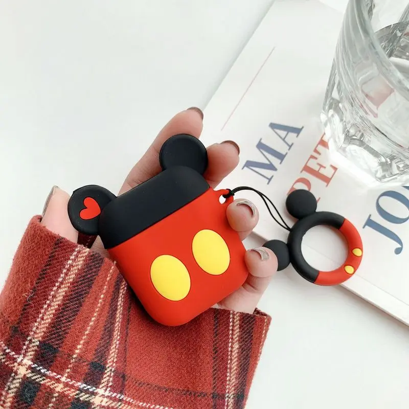 Милая мультяшная Мягкая силиконовая беспроводная bluetooth-гарнитура с Минни Микки Маусом для Apple AirPods I12 TWS зарядная коробка со шнурком - Цвет: Mickey