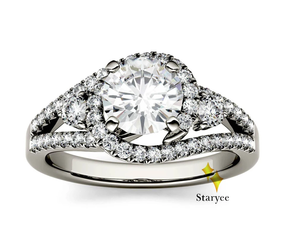 Лаборатория взрослые кольцо с бриллиантом 18 К желтого золота Для женщин Lover Пара Юбилей Романтический предложить занимается Свадебные