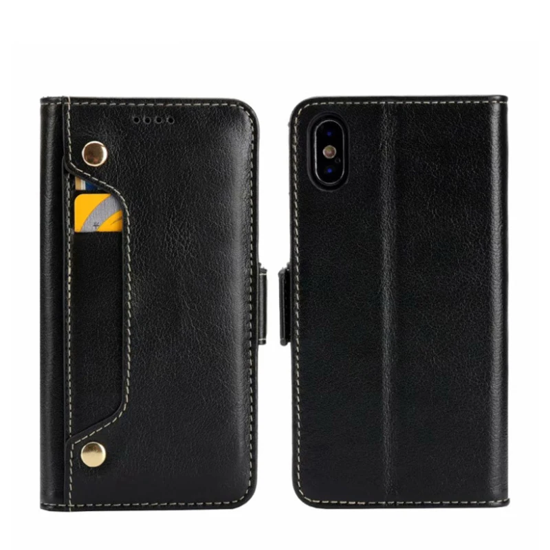 

Real Genuine Leather Wallet Style Phone Case For iPhone X XS 10 IX Cell Phone Card Holder Flip Cover Cases Newest For iphone XS