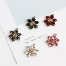 DIY сплав, бриллиант ювелирные изделия Аксессуары корейский цветок кулон серьги материалы темперамент