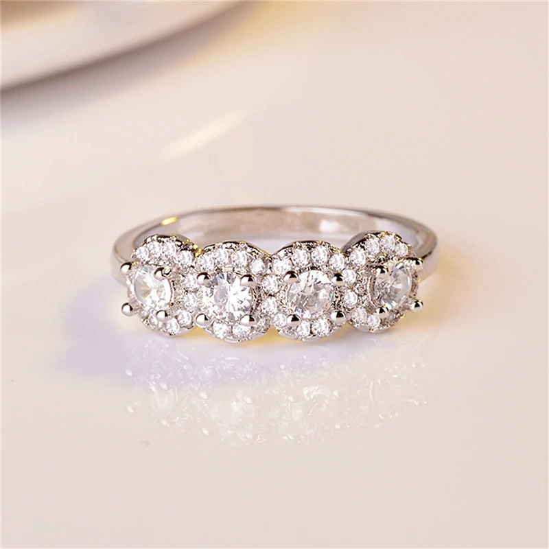 BOAKO Top Quality Concise Classical CZ Crystal Wedding Ring Silver Color Austrian Crystals Wholesale bagues pour femme B3