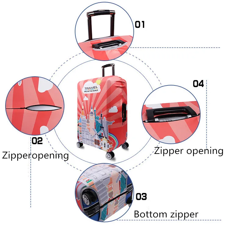 Эластичный Защитный чехол для багажа с 3D принтом для женщин и мужчин, утолщенный чехол для защиты от пыли и дождя, чехол для багажника, чехол для путешествий, аксессуары, бирка на лямках
