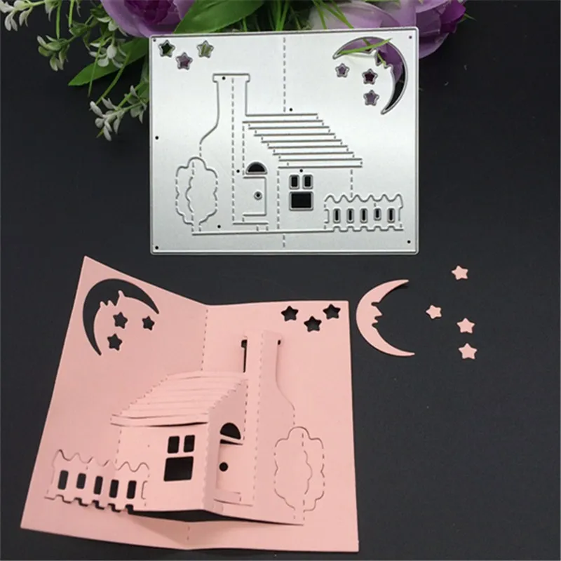 

Metal cutting dies 3D stereo house lovely family moon star Scrapbook card paper craft home decoration embossing stencils cutter