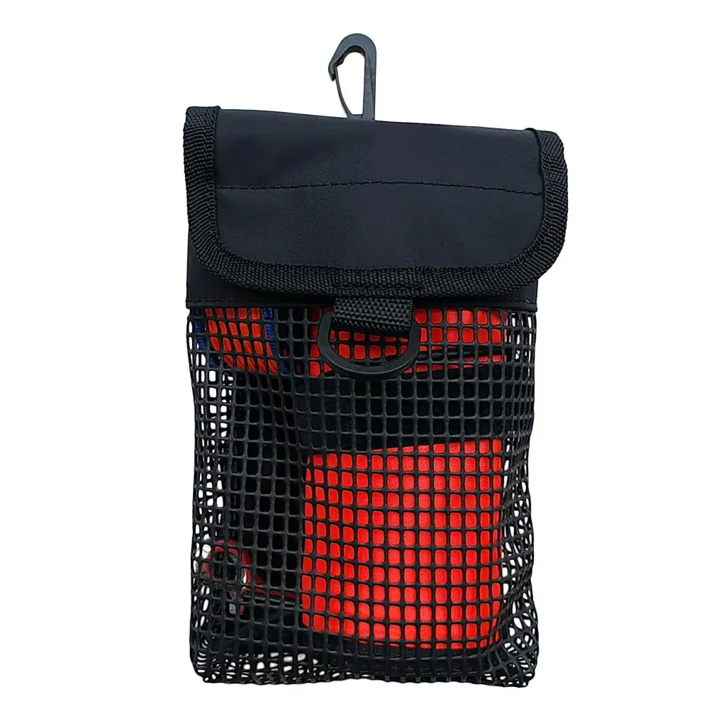  23 x 13 x 5 cm PVC Mesh Nylon Compact Mesh Gear Bag Pouch & Clip for Scuba Diving Reel & SMB Safety Marker Buoy Equipment