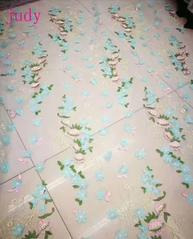 

stock 5yards/bag YuY012# 2 color simple Chinese style 3D embroidered cloth used in the wedding dress fashion stage