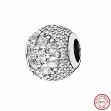 Стерлинговое Серебро 925 пробы более 100 многоразовый прозрачный CZ Зачарованный Бисер для паве DIY Fit PANDORA Подвески для изготовления ювелирных изделий FL706A