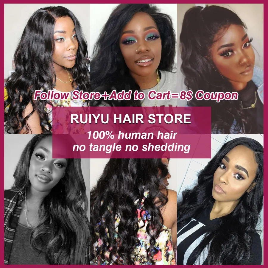 Ofertas RUIYU Hair Brazilian Body Wave Bundles 100% Human Hair Weave Bundles 3/4 Bundle Deals NonRemy Hair Human Hair Extensions