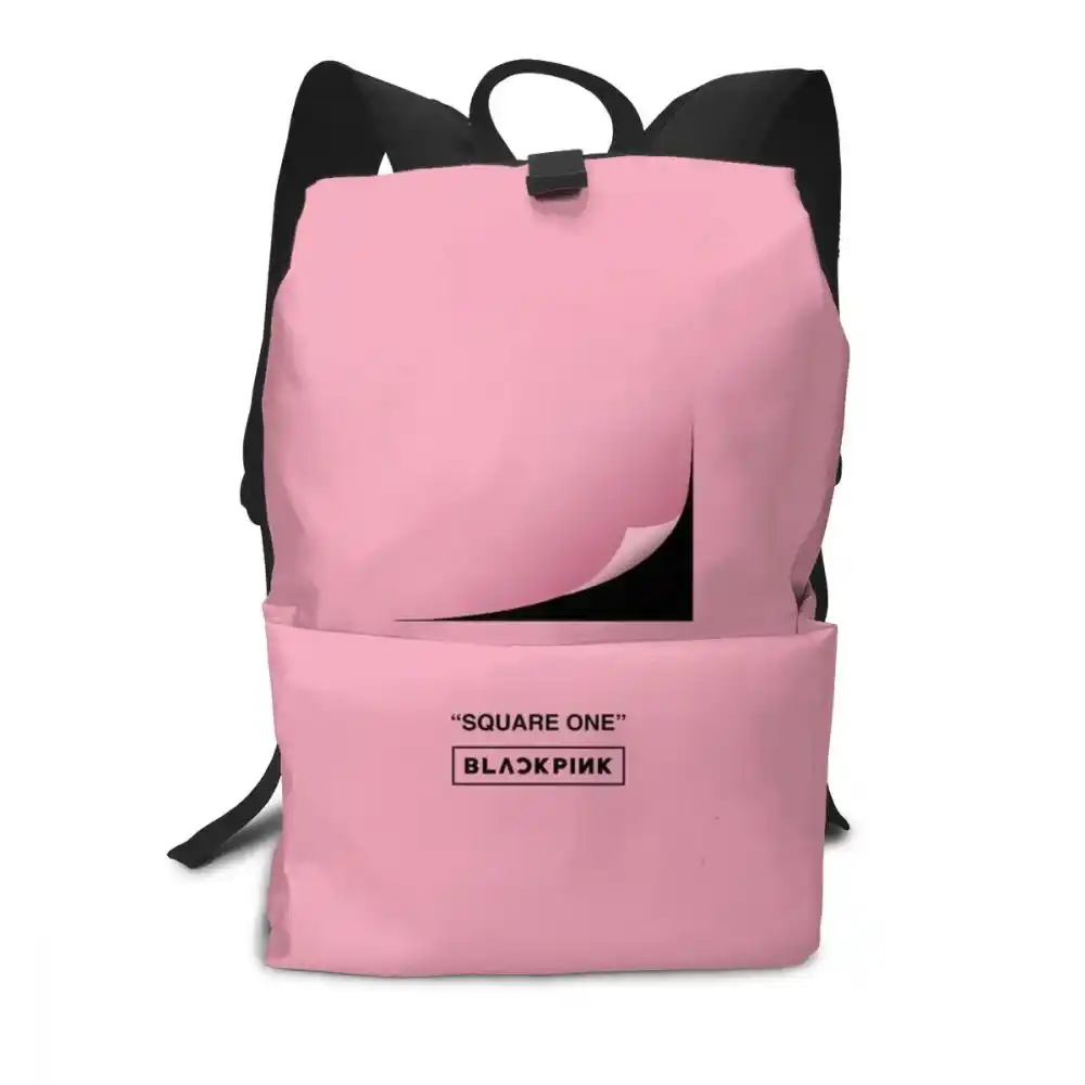 grey and black pink backpack