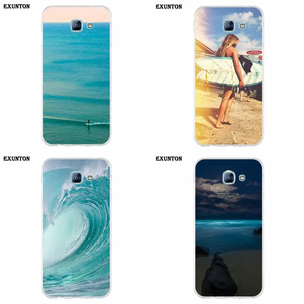 Мягкий модный чехол для Galaxy Alpha Core Prime Note 2 3 4 5 S3 S4 S5 S6 S7 S8 mini edge Plus Surfing Wave Tumblr с