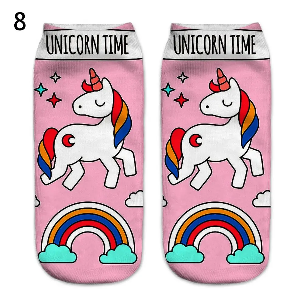 Fashion Women Men socks 3D Unicorn Cartoon Animals Harajuku Sock Unisex Low Cut Boat Ankle Socks