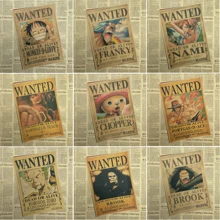 One Piece wanted posters Vintage Retro Matte Kraft Paper Antique Poster Wall Sticker font b Home
