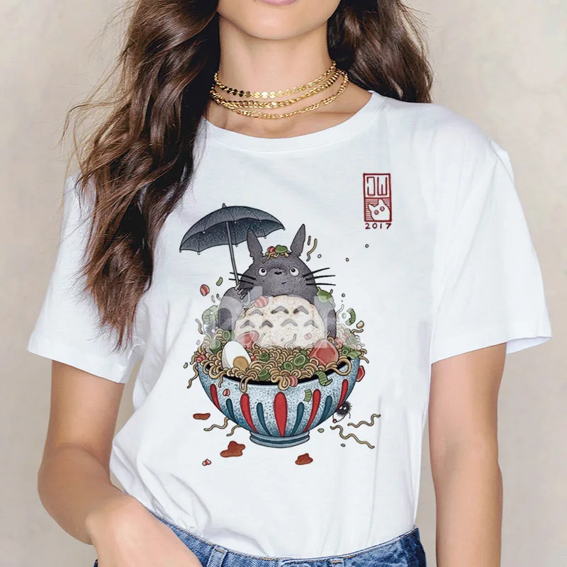 Totoro, забавная женская футболка с принтом, Женская японская футболка, Хаяо Миядзаки, футболка, футболки, Мультяшные аниме Харадзюку - Цвет: 5748