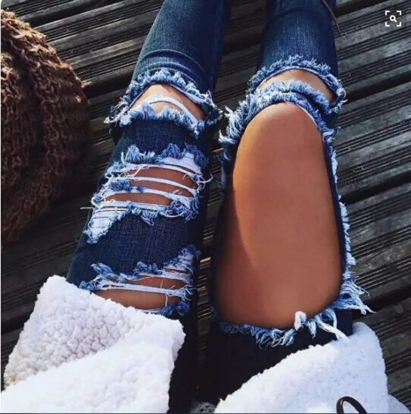 

2019 Fashion Spring Ripped Jeans Female Casual Washed Holes Boyfriend Jeans for Women Regular Long Torn Jeans Wild Denim Pants