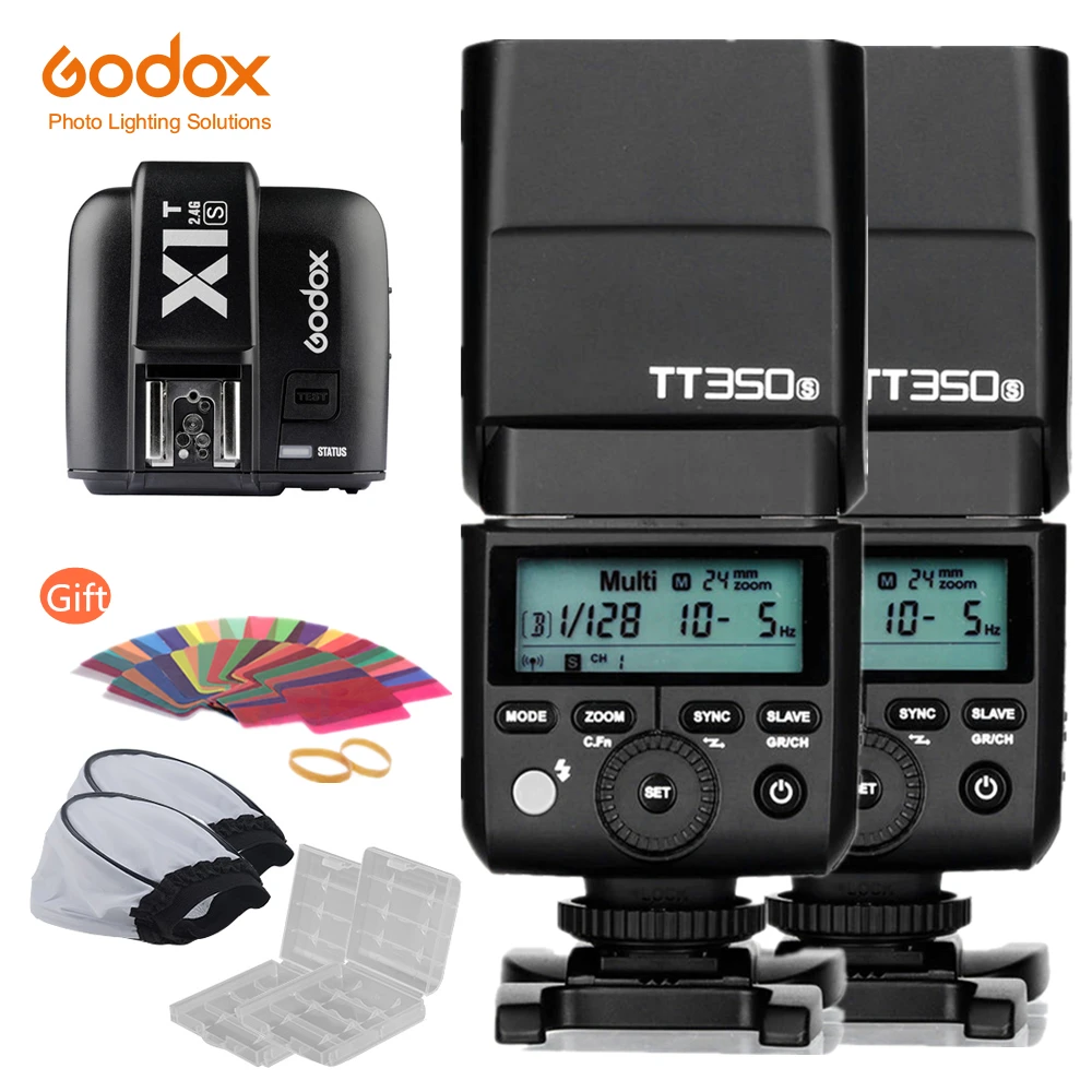 

2x Godox Mini Speedlite TT350S Camera Flash TTL HSS GN36 +X1T-S Transmitter for Sony Mirrorless DSLR Camera A7 A6000 A6500