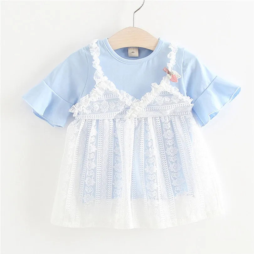 2019 New cute Toddler Kids Baby Girl Lace Flower Princess Tulle Dress Clothes Outfits baby show gifts (22)