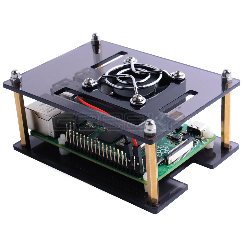 Акриловый прозрачный корпус GeeekPi с охлаждающим вентилятором Raspberry Pi 4 Модель B для