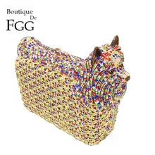 Boutique De FGG разноцветный клатч для собачки вечерние сумочки для женщин свадебная сумочка с кристаллами клатч для коктейлей вечерние сумочки