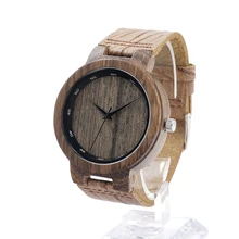 BOBOBIRD D022 D023 Мужские Лучший Бренд Дизайнер Дерево Часы с Дерева Кожа Полос для Мужчин Кварцевые Часы в Подарочной Коробке Relógio