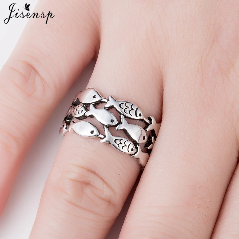 Jisensp mignon poissons Anneaux pour femmes réglable bague de mariage mode hommes femmes personnalité bijoux Anneaux ouverts femme Anel Anneaux
