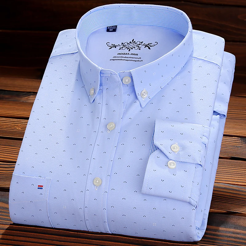 Winter Autumn Spring mens work shirts striped solid color Long sleeve social men dress shirt oxford male shirts Plus size 4XL