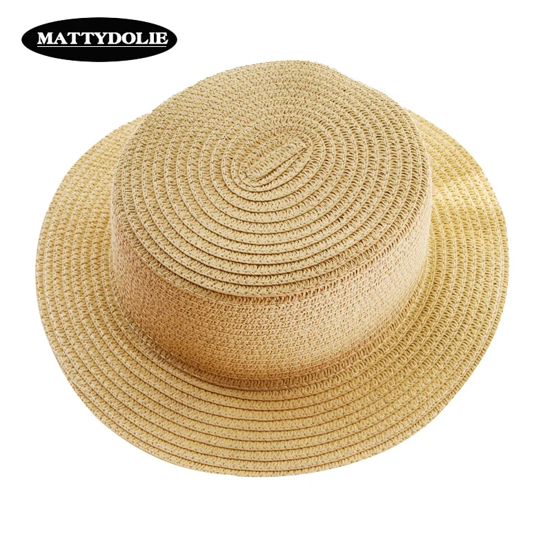 

MATTYDOLIE Wholesale straw hat light version monochrome summer foldable sunshade wide side flat top beach hat women men sun hat