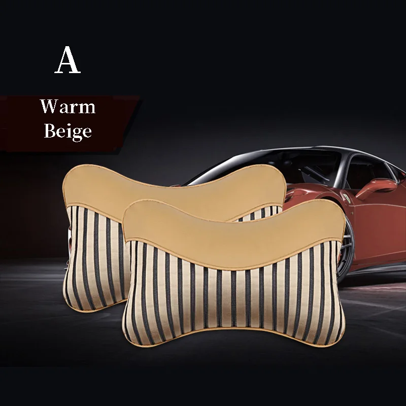 A-beige 2 шт. Автомобильная Линия Движения Спортивная Шея «дышащая» подушка для Mini Cooper Chevrolet Cruze Aveo Lacetti Seat Ibiza Mazda 3 6 CX-5 CX 3 5 - Цвет: A-beige