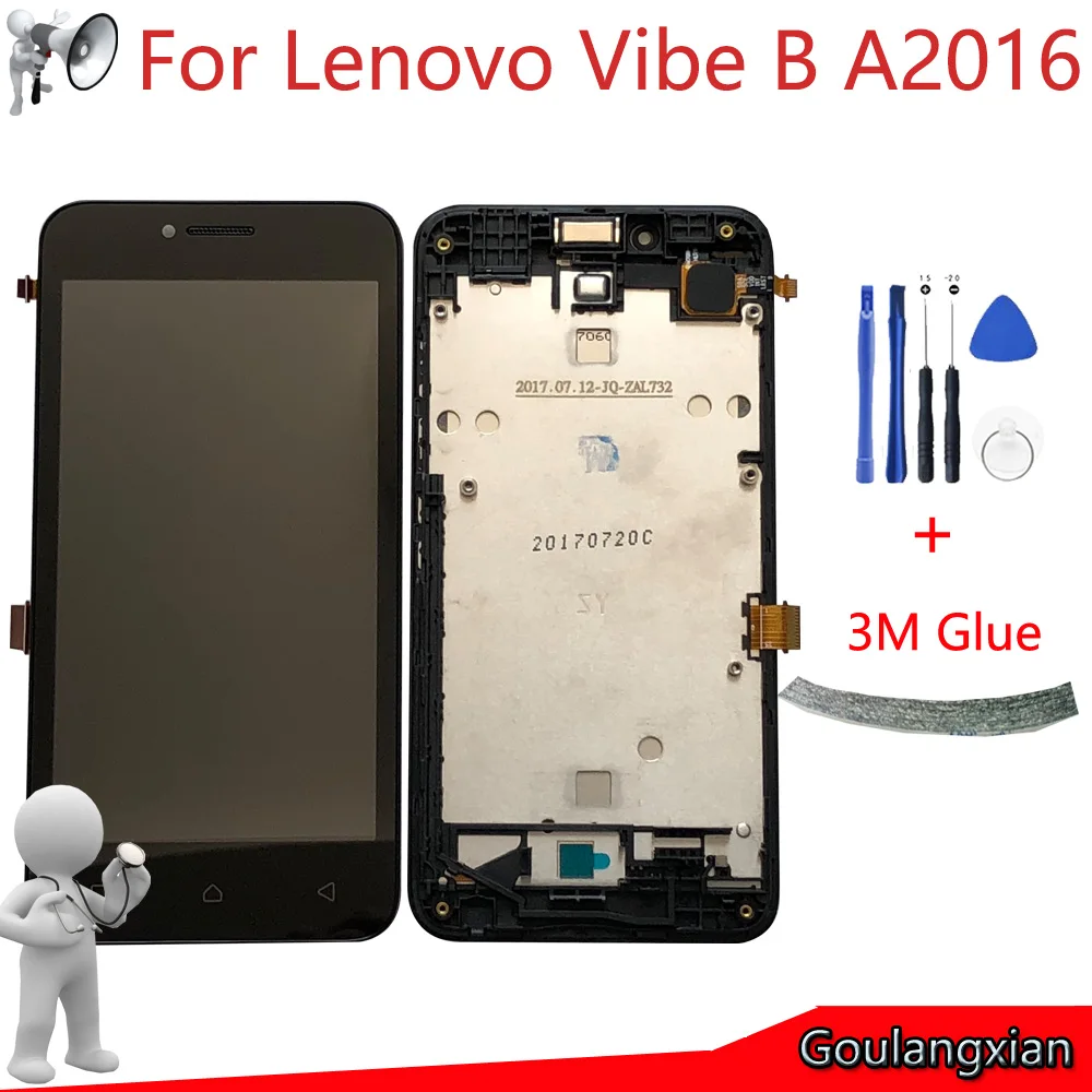 4," AAA ЖК-дисплей с рамкой для lenovo Vibe B A2016 A2016a40 A2016b30 A2016b31 дисплей кодирующий преобразователь сенсорного экрана в сборе+ инструмент