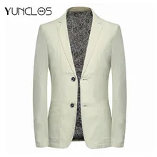 YUNCLOS, европейский размер, новинка, мужской пиджак, формальный деловой Блейзер, мужской, 2 пуговицы, хаки, бежевый, элегантный, приталенный пиджак
