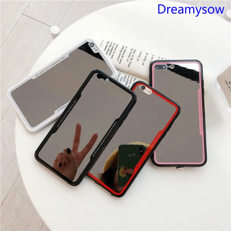 

Mirror Phone Cases for iPhone Xs Max Xr 7 8 Plus X TPU&Acrylic Back Protect Case for iPhone 6S Cover Girly Cute Case Capa