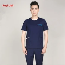 Ruyi Liuli-Новые мужские и женские костюмы с короткими рукавами, синие хирургические халаты, одежда для рук, одежда для медсестры, доктор, хлопок