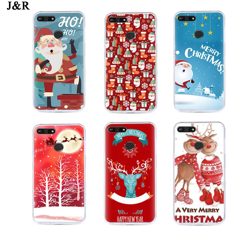 Lovely Santa Claus Elk Case For Huawei Y6 Prime 2018 Cover Cartoon Christmas Paint Cover Fashion Soft Cases For Huawei Y6 2018