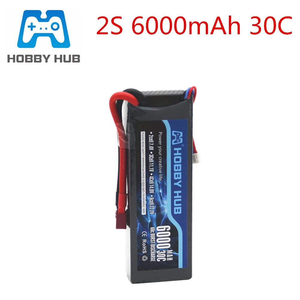 Hobby Hub 2S 7 4 V 6000mAh 30C Max 60C Lipo аккумулятор для телефона вертолета автомобиля LiPo|Детали