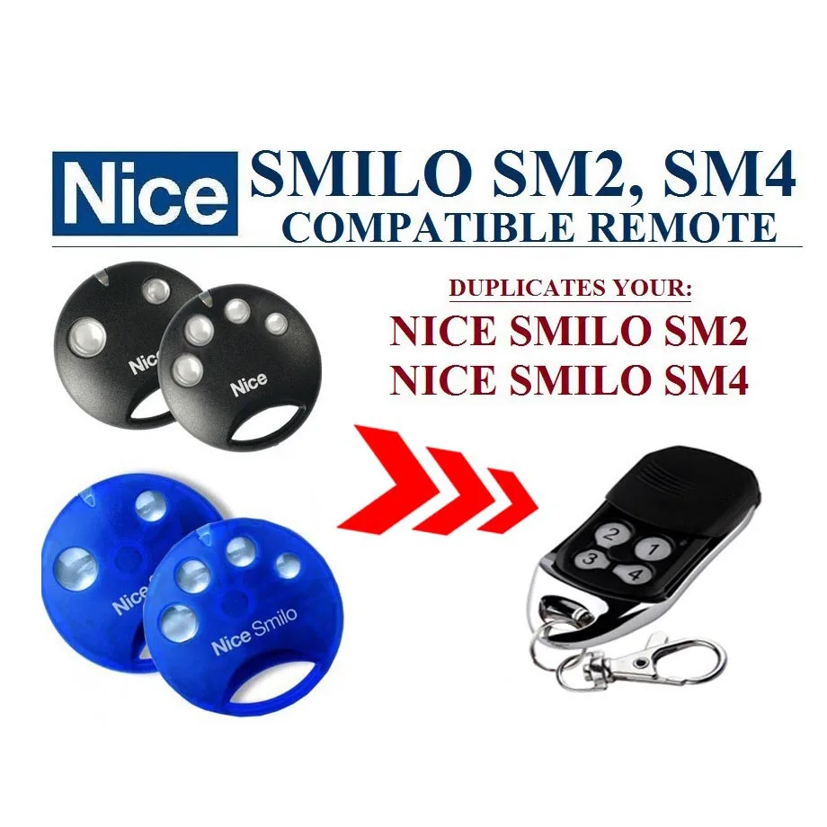 

2pcs Free Shipping High quality and favorable price! Nice SMILO SM2,SMILO SM4 replacement garage door remote control