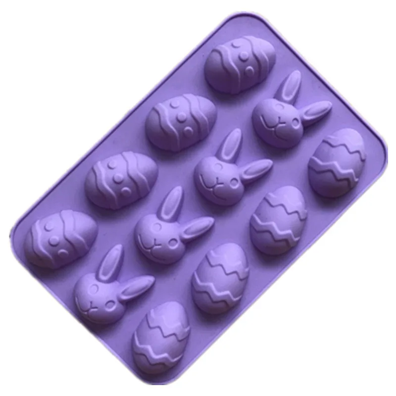 

12 Holes Easter Mold Halloween Rabbit Shaped Silicone Chocolate Mold 3D Candy Bar Fondant Molds For Cake Decorating Tools