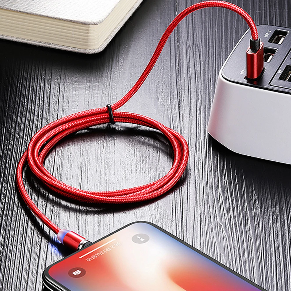 

FBYEG 1M 2M Magnetic Type C Charger LED Charging Micro USB Cable For iPhone XS X XR 8 7 Samsung s8 Magnet Phone Cables Android