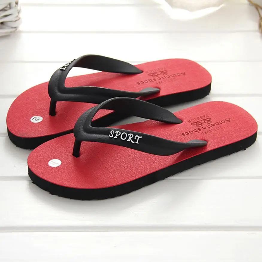 YOUYEDIAN/мужские летние шлепанцы; пляжные сандалии; домашняя и Уличная обувь для отдыха; sapatos masculino;# A40 - Цвет: Красный