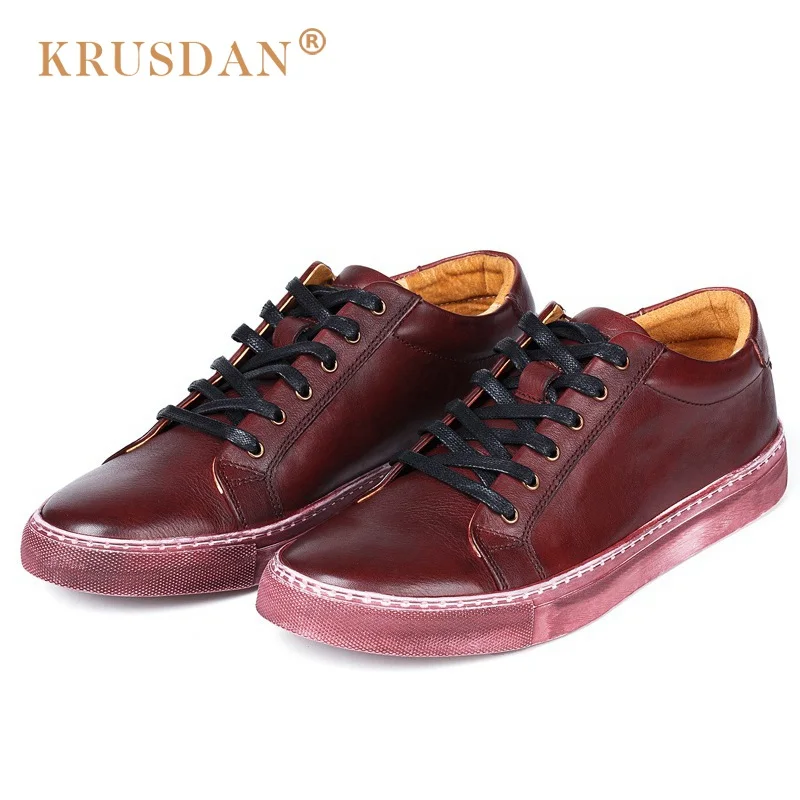 Krusdan Vintage кисть с круглый носок на шнуровке человек без каблука обувь платформе