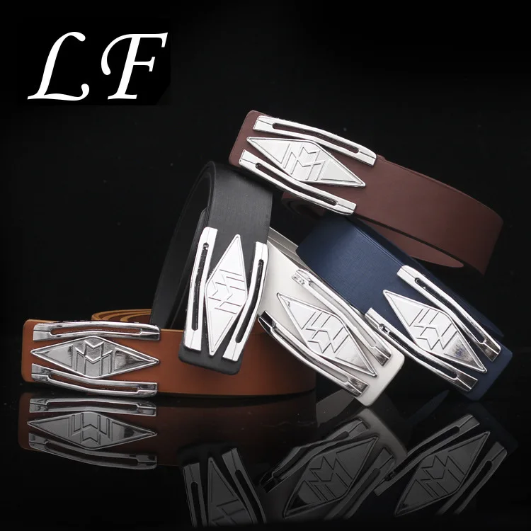 

New Fashion Men's Bach Car Buckle Belt Car Logo Plate Buckle Letter Smooth Buckle Belt