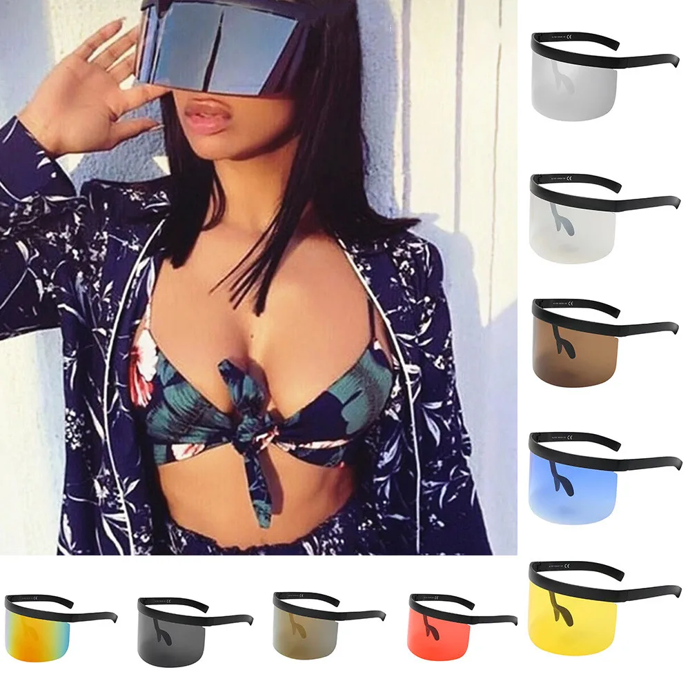 

Oversize Windproof Sunglasses For Women One Piece Big Lens Square Sun Glasses Men Rimless Vintage Retro Shield Chic Cool Shades
