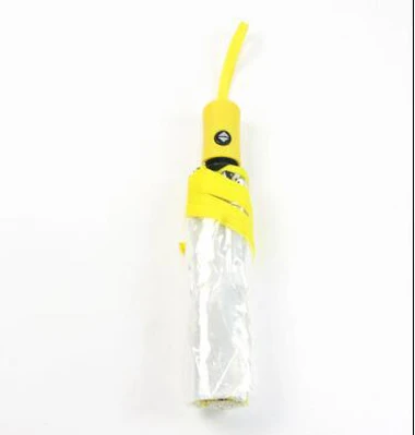 FGHGF красочное прозрачное рисунок: цветы автоматический зонт, Складывающийся втрое Rian Для женщин Для мужчин от солнца компактный дождевой стиле красивые чулки с мотивом дождливой Шестерни - Colour: Yellow Handle