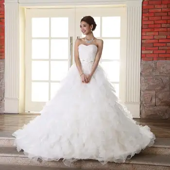 

Summer 2019 Wedding Ruffles Backless Cake Dress Sexy Women Sleeveless Ball Gown Bandage Chinese Style Party Dresses Wholesale