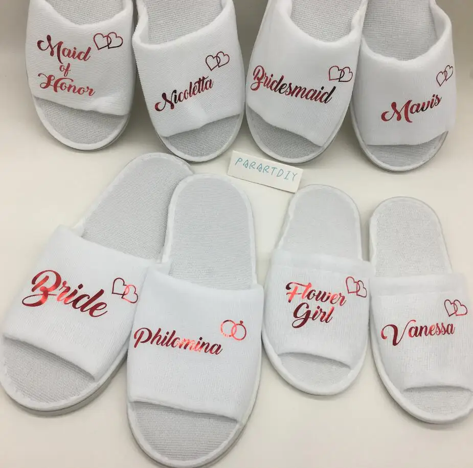 personalized Wedding Slippers,Bridal Party Slippers, flower girl Bachelorette party favors gifts,wedding favor gifts